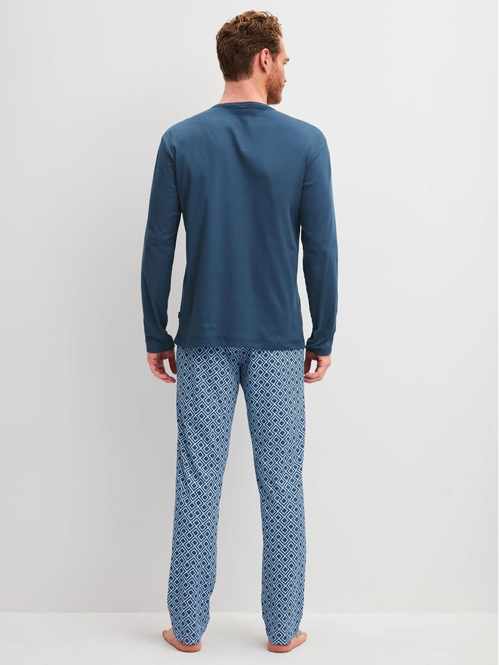 CALIDA Relax Streamline Pyjama, lang Herren, aus 100% Baumwolle 46-48 Atlantic Blue, 46-48 Atlantic