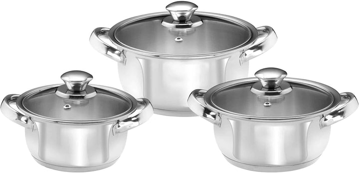 King T2252S Kochtopfset Trio mit Deckel, Edelstahl, 16, 18 und 20 cm, 3-teilig