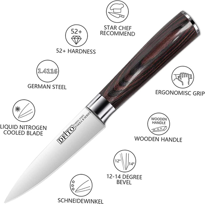 Dfito 9cm Schälmesser, Obst und Gemüsemesser, Edelstahl Obstmesser Ergonomischer Griff Edelstahl Küc