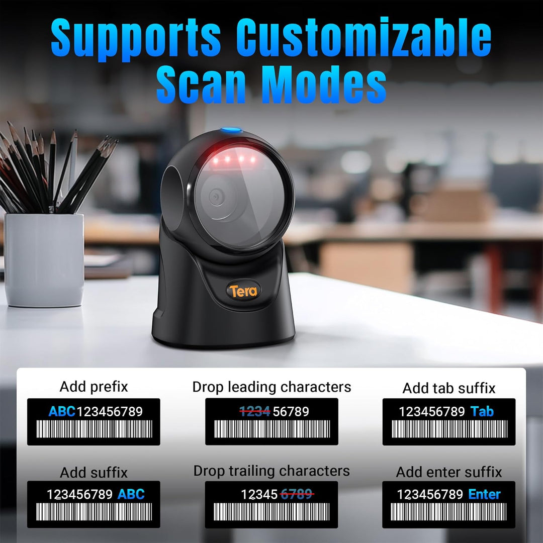 Tera Barcode Scanner Plattform Omnidirektional: 1D 2D QR Code Desktop-Lesegerät Freihändig USB Kabel