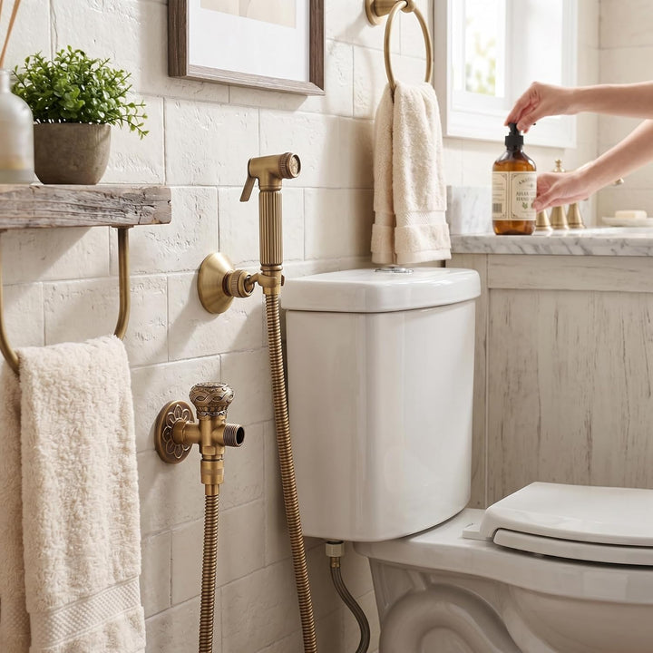 Garosa Handheld Bidet Toilettensprühgerät, Vintage Messing Badezimmer Bidet Sprühgerät Set Baby Stof