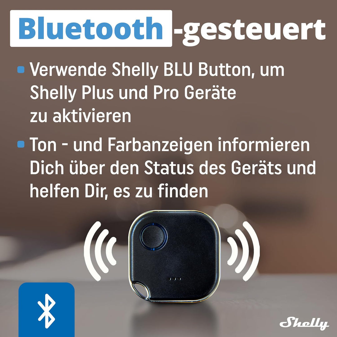 Shelly BLU Button1 | Bluetooth-gesteuerter Aktions- und Szenenaktivierungsknopf Schwarz | Hausautoma