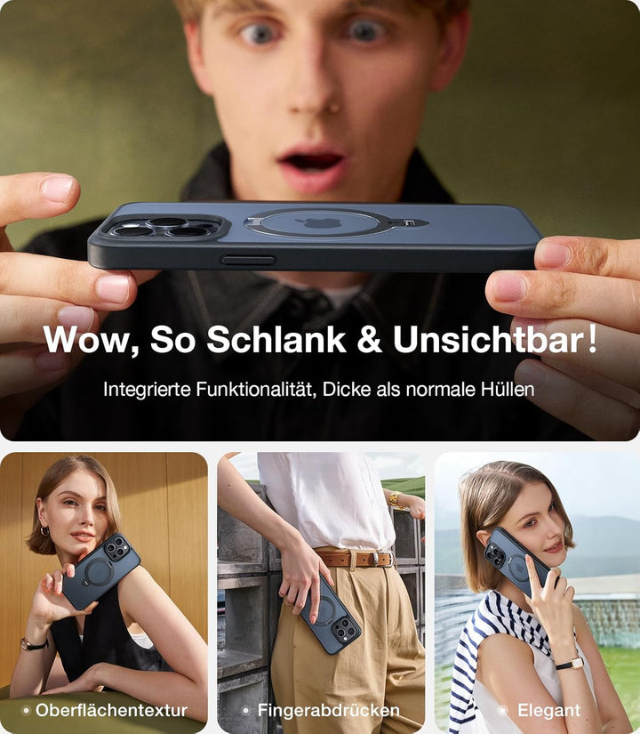 TORRAS 360° Ostand Spin für iPhone 15 Pro Hülle (Magnetischer Robust Standring) Militärschutz, Matt