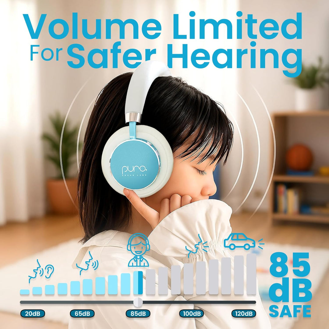 Puro Sound Labs BT2200 Plus Kids Bluetooth Kopfhörer - Lautstärkebegrenzung 85dB, Studio-Grade Audio