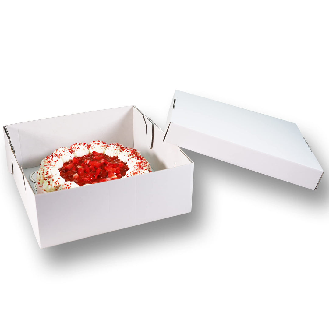 100 Tortenkartons 32x32x12cm 2teilig | Kuchen Transportbox aus Pappe für Torten und Kuchen | Praktis