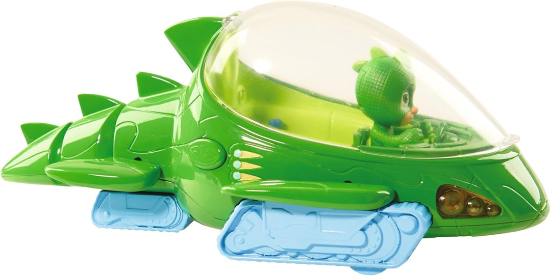 Simba 109402152 - PJ Masks Deluxe Geckomobil, Licht und Sound, 27cm, mit Spielfigur 8cm, Schwanz und