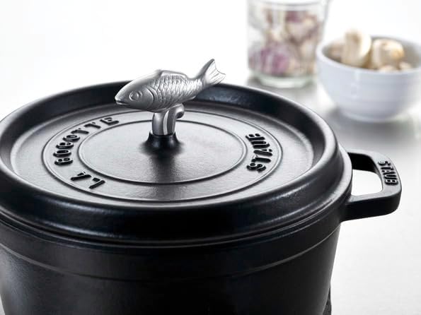 STAUB Knauf Fisch 8 x 4 x 2 cm, Edelstahl, für Cocottes, Bräter mit Durchmesser 18-41 cm, Silber, Fi