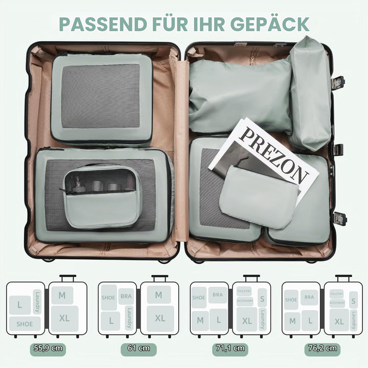 Packing Cubes for Suitcase 8 Set, Leichtgewichtige Gepäck Packing Organizer Packing Cubes für Reisez