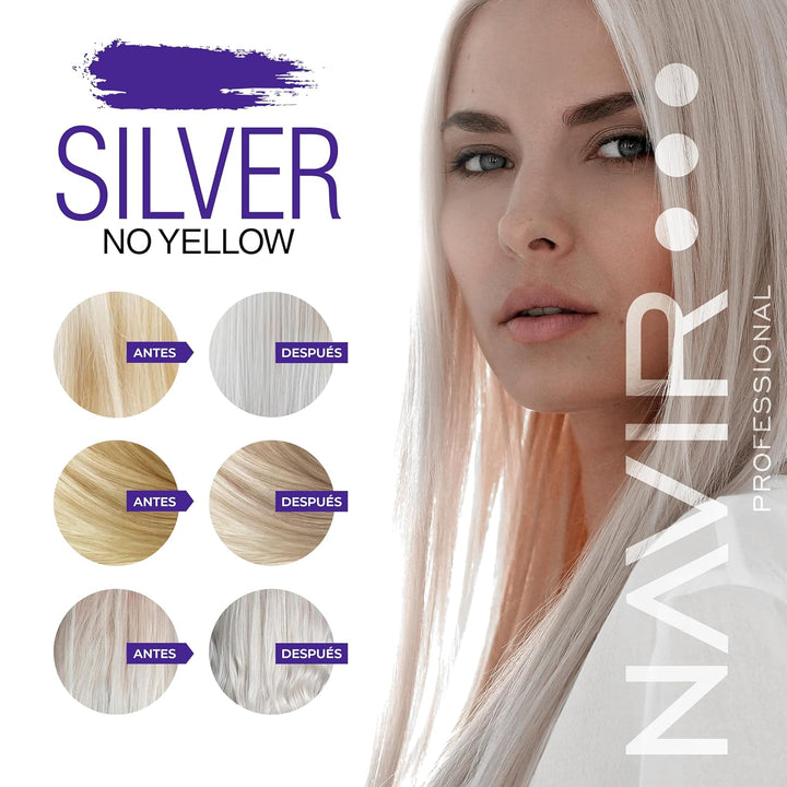 NAVIR Professionell | Silver Haarmaske 750ml – Anti-Gelbstich Behandlung für blondes, graues und geb