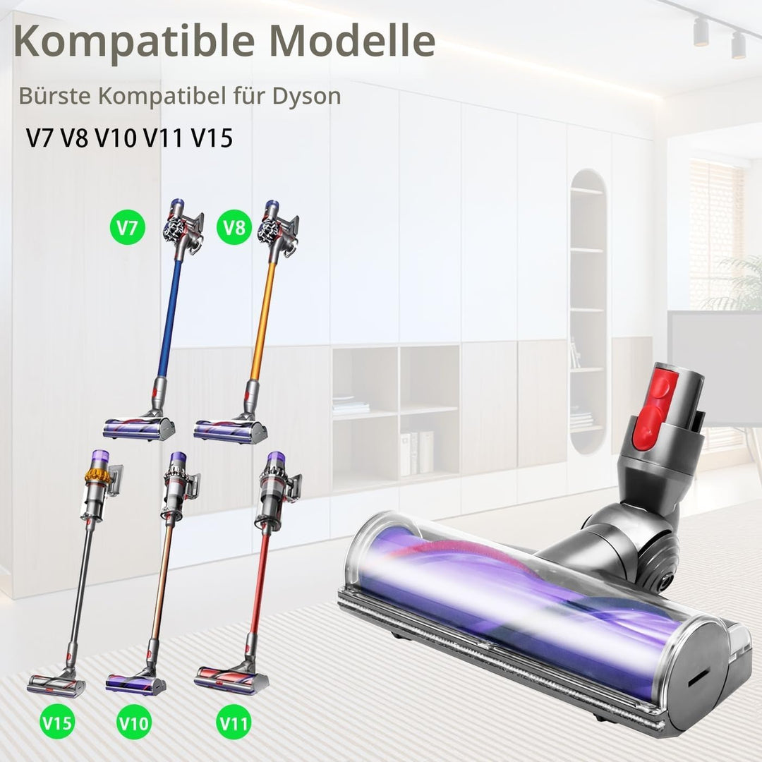 Elektrische Bürste kompatibel für Dyson V7 V8 V10 V11 V15, Betriebene Ersatzteile Bodendüsen mit Dir
