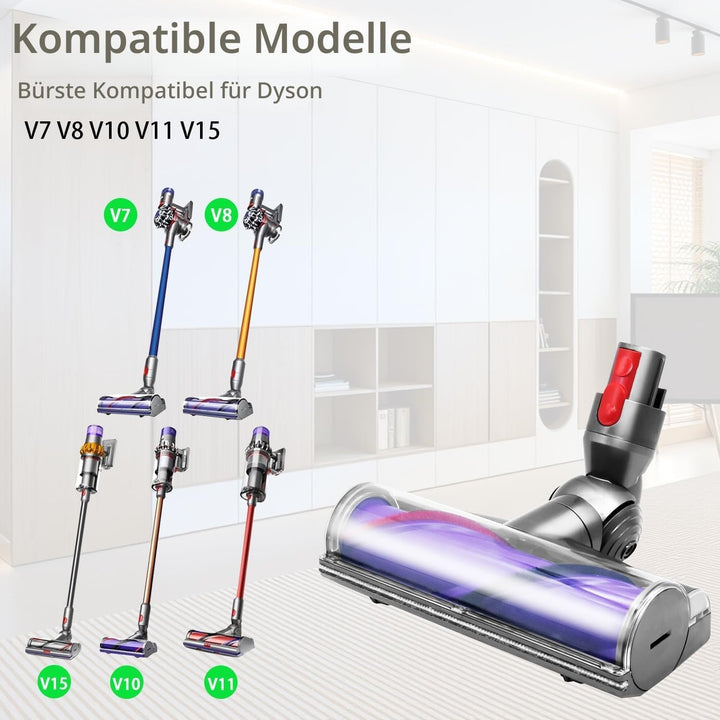 Elektrische Bürste kompatibel für Dyson V7 V8 V10 V11 V15, Betriebene Ersatzteile Bodendüsen mit Dir