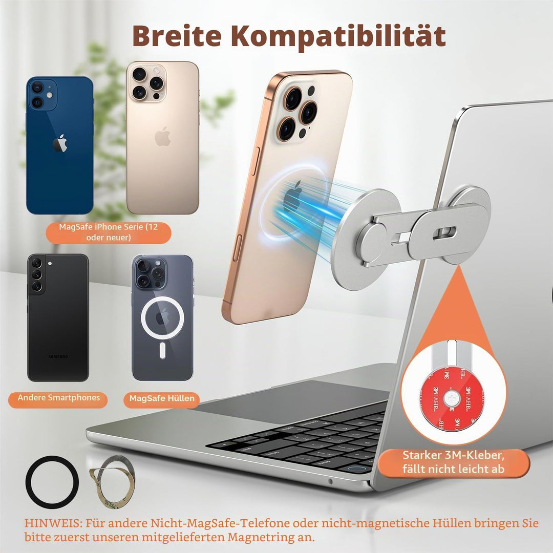 Magnetische Laptop Handy Ständer [110° Faltbar & 180° Einstellbare], Metall Handyhalterung Kompatibe