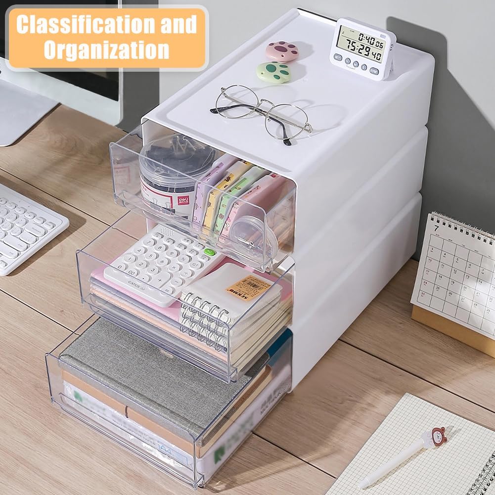 2 Stück Schreibtisch Schubladenbox a4 Gross, Büro Organizer Plastic mit Schubladen Stapelbar, Aufbew