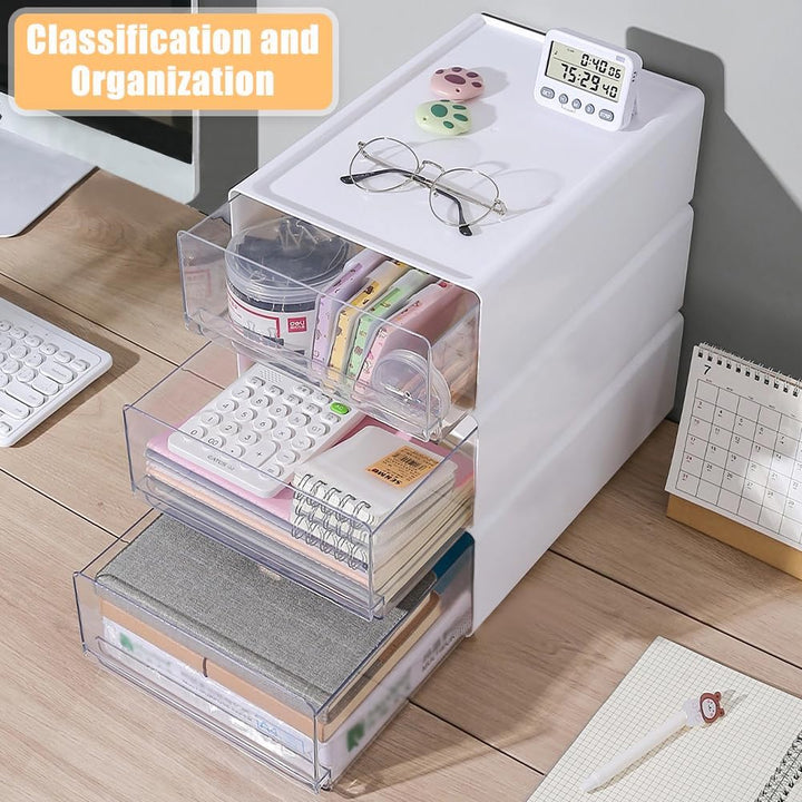 2 Stück Schreibtisch Schubladenbox a4 Gross, Büro Organizer Plastic mit Schubladen Stapelbar, Aufbew