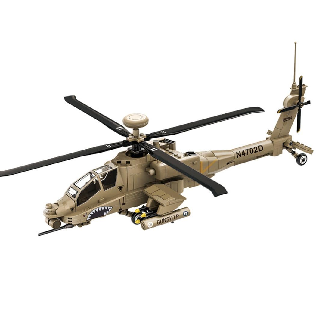 WANGE Modell des Apache-AH-64-Hubschraubers Zum Zusammenbauen Mit Bausteinen. Flugmodellbau 1:48. An
