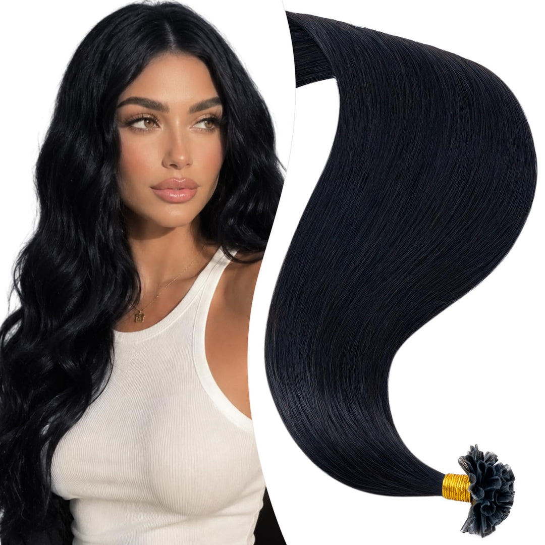 Elailite Echthaar Bonding Extensions 50g Haarverlängerung Keratin U Tip 1g/pcs 40cm 50 Stück 