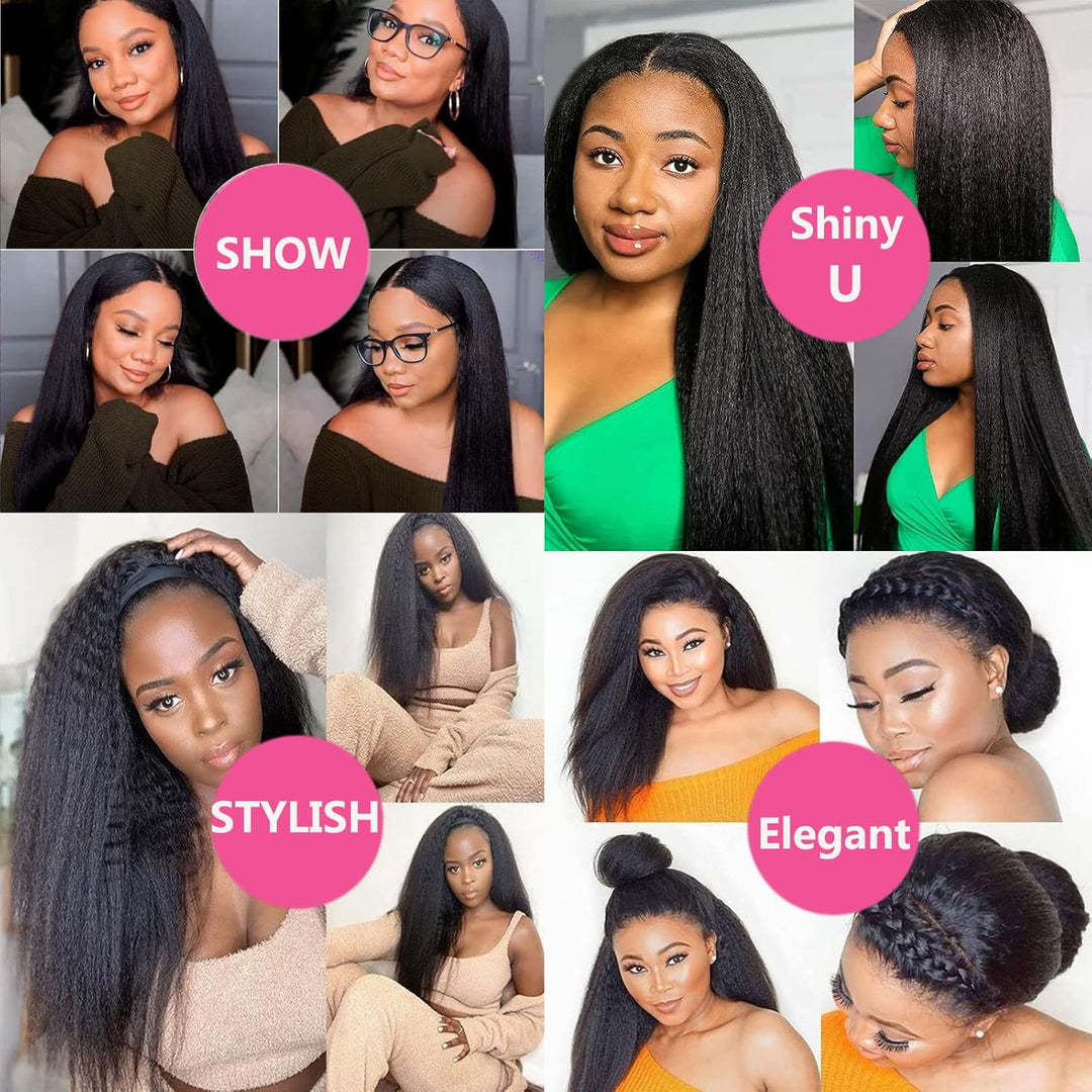 Huarisi Yaki Kinky Straight Human Hair 3 Bundles 18 20 22 Inches Brazilian Yaki Hair Bundles Weaves