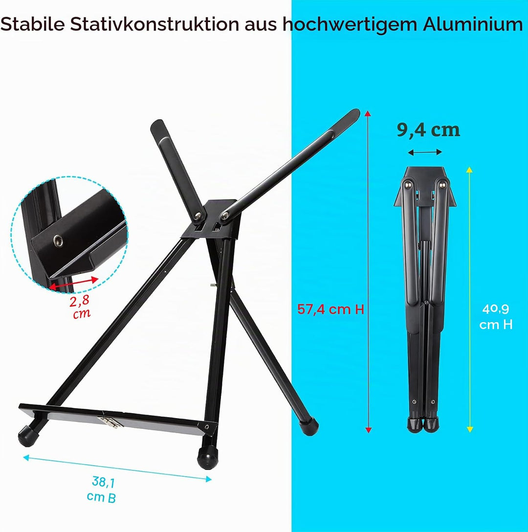 MEEDEN 10 pcs Künstler Display Staffelei, Aluminium Stativ Tischstaffelei, Staffelei Leicht und Klap