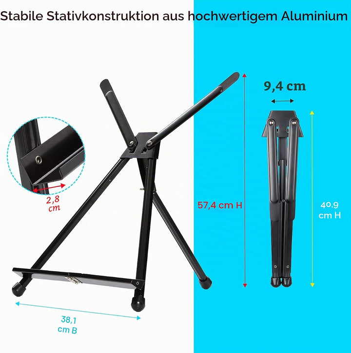 MEEDEN 10 pcs Künstler Display Staffelei, Aluminium Stativ Tischstaffelei, Staffelei Leicht und Klap