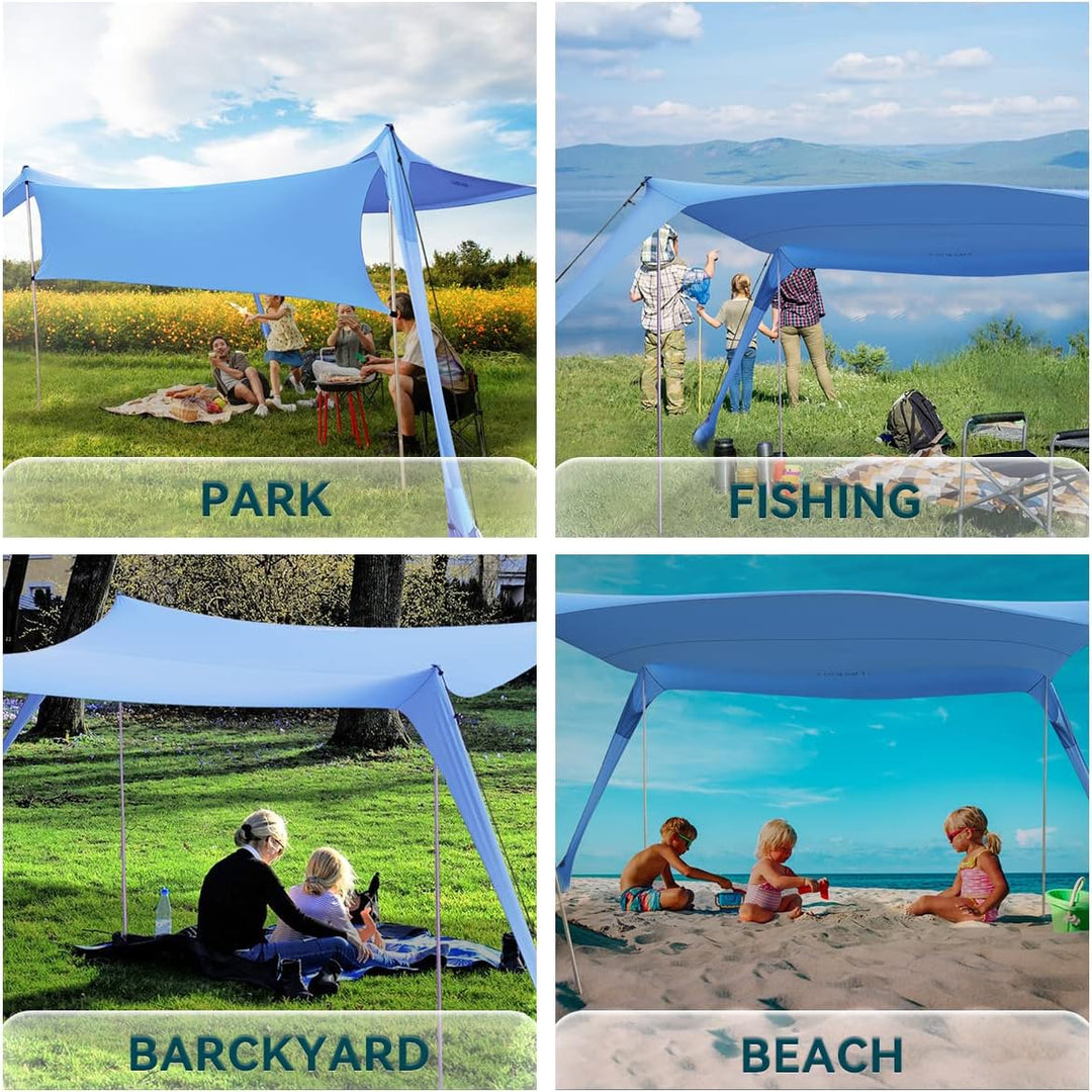 Strandzelt Sonnenschutz Strand zelte strandmuschel Muschel UPF50+ mit Sandschaufel, Erdnägeln und St