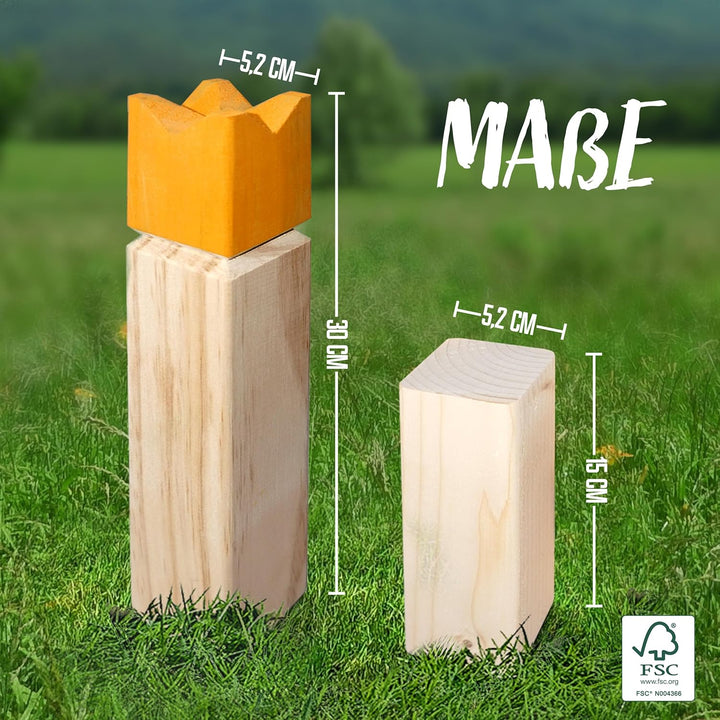 Ocean 5 Kubb - Original Wikinger Spiel | Premium Holzspiel im Stoffbeutel mit massiven Figuren | Sch