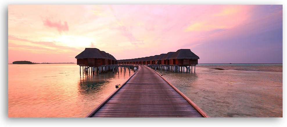 Wandbild XXL Brücke Deko Kunst Bilder Meer Violett 150x60 cm Deko Paneel 150x60 cm Violett_b, Deko P