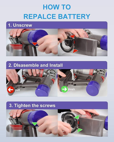 DTK Ersatzakkus für Dyson Staubsauger V6 DC62 DC58 DC59 DC61 DC72 DC74 SV03 SV05 SV06 SV07 SV09 Akku