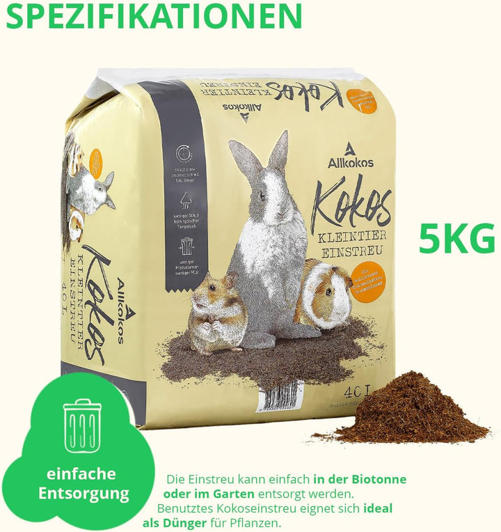 Allkokos Kokoskleintiereinstreu (3x40 Liter) 3 x 40 Liter Kokoseinstreu, 3 x 40 Liter Kokoseinstreu