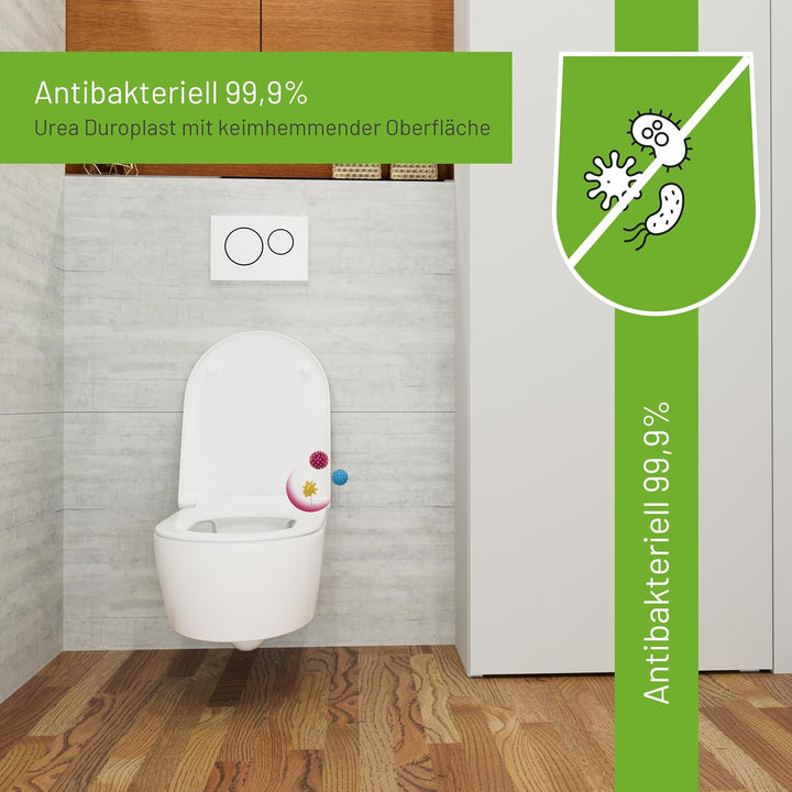 LUVETT® D350 Toilettendeckel mit Absenkautomatik D Form Weiss - SoftClose Klodeckel Abnehmbar - Klob