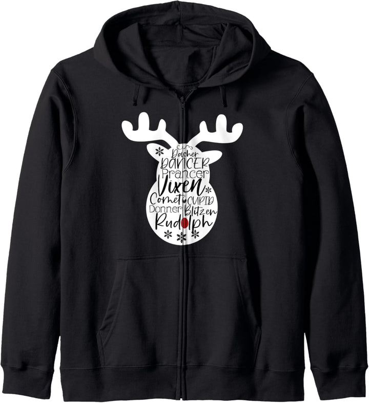 Santa's Reindeer Dasher Dancer Prancer Vixen Rudolph Kapuzenjacke
