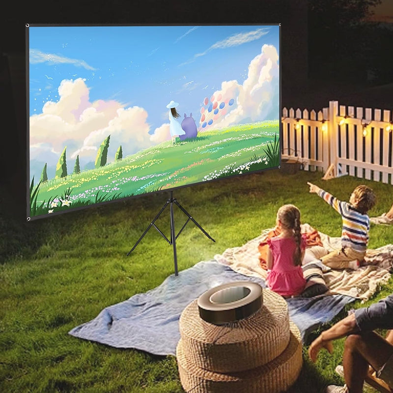 SABUIDDS Beamer Leinwand mit Stativ, 80 Zoll, Tragbar Projektor Leinwand, 16:9, 4K HD Projektion Lei