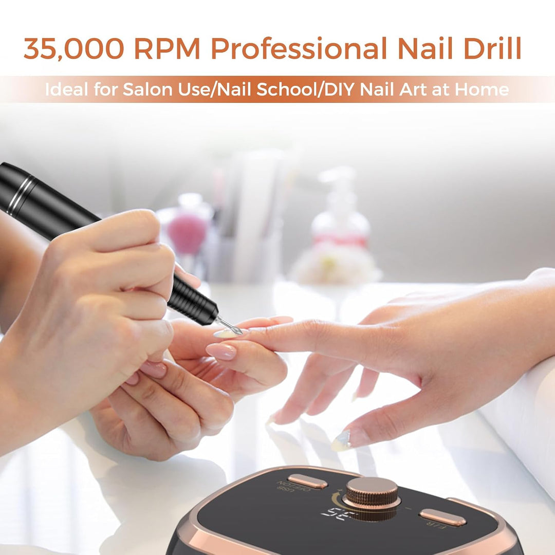 Electric Nail Drill Machine, Professional 35000RPM Electric Nail Drill File with Speed Display Manic