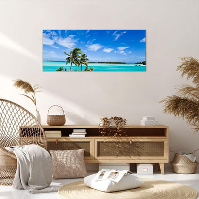 Wandbilder Dekoration Wohnzimmer Tahiti Insel Bora entspannend Panorama Bilder auf Leinwand 120x50cm