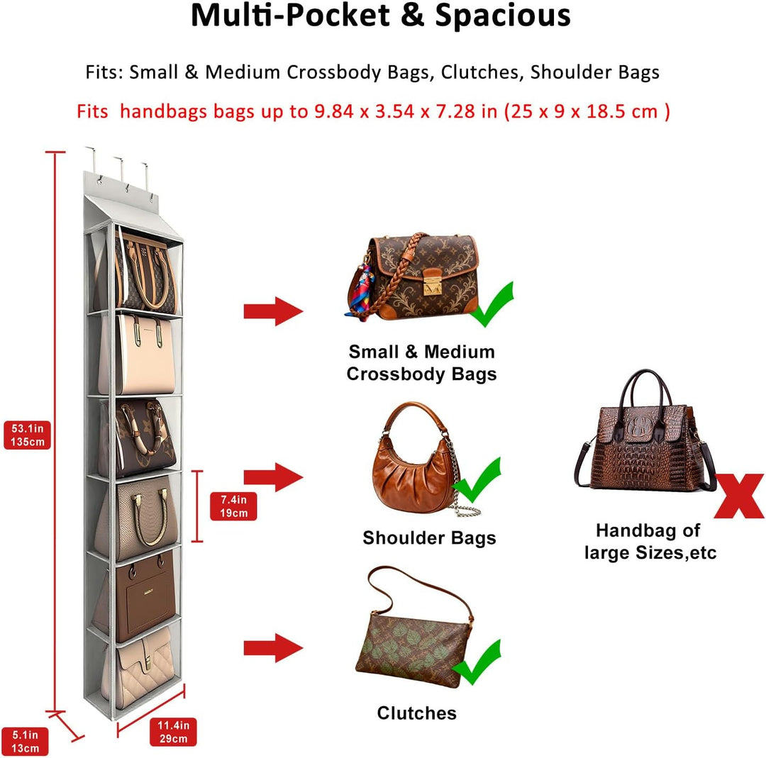 Lirex Geldbörsen-Organizer, 6 Taschen Handtaschen-Organizer mit Reissverschluss zum Aufhängen, für S
