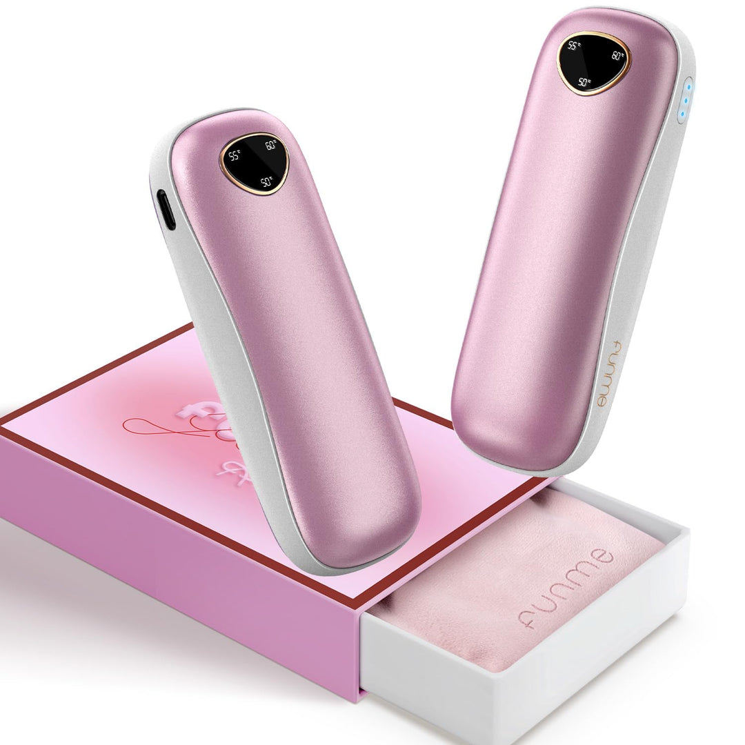 Funme 2er-Pack Wiederaufladbare Handwärmer 10000mAh [Geschenkbox] Handwärmer Elektrisch USB Powerban