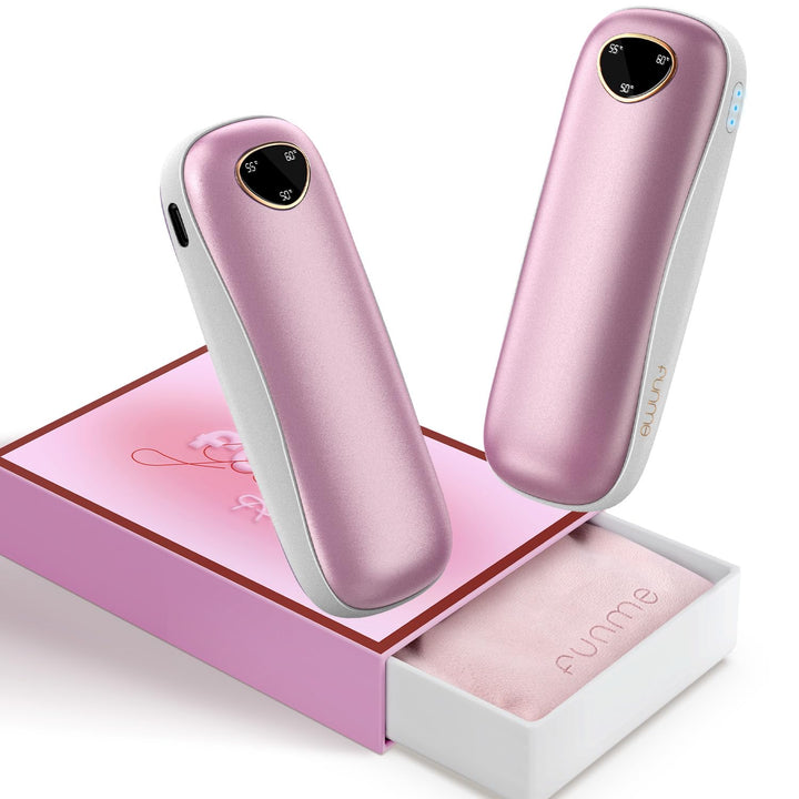 Funme 2er-Pack Wiederaufladbare Handwärmer 10000mAh [Geschenkbox] Handwärmer Elektrisch USB Powerban