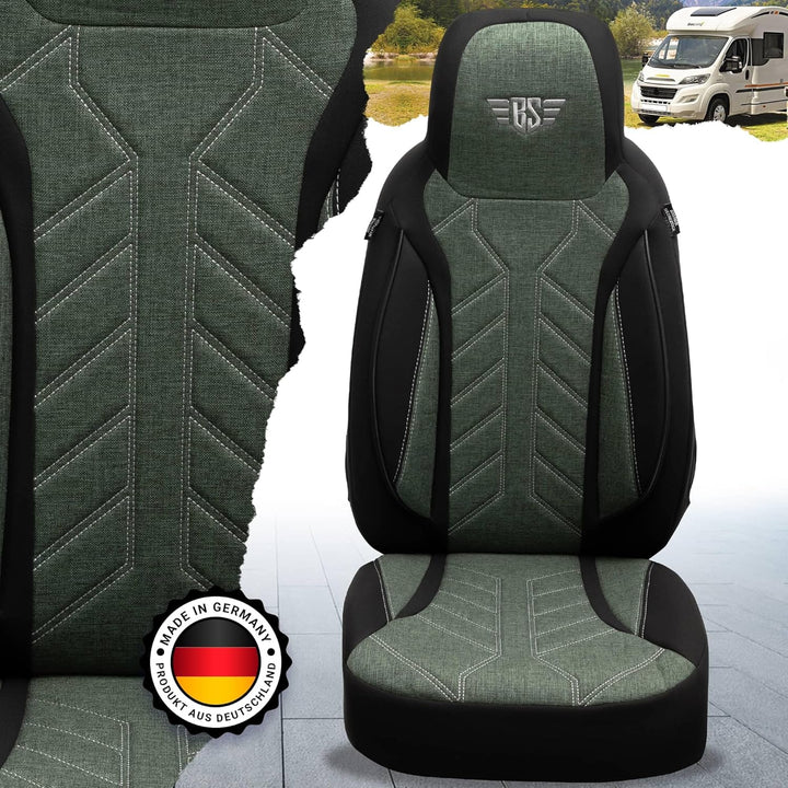 BREMER SITZBEZÜGE Wohnmobil Schonbezüge für FIAT Ducato Jumper Boxer PLKT213 PLKT213 - Schwarz/Olivg