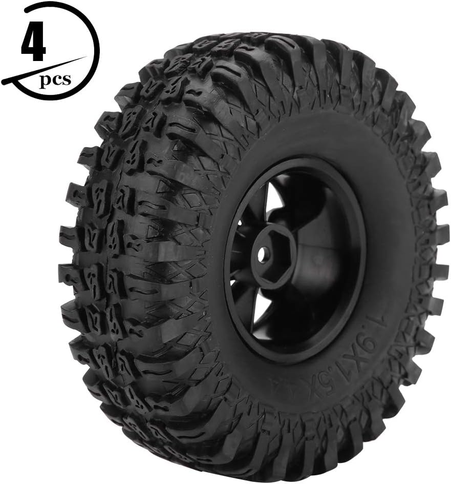 Dilwe RC Auto Reifen, 4 Stück Rad Reifen 6 Löcher Gummi Reifen mit Naben für 1/10 Skala RC Crawler O