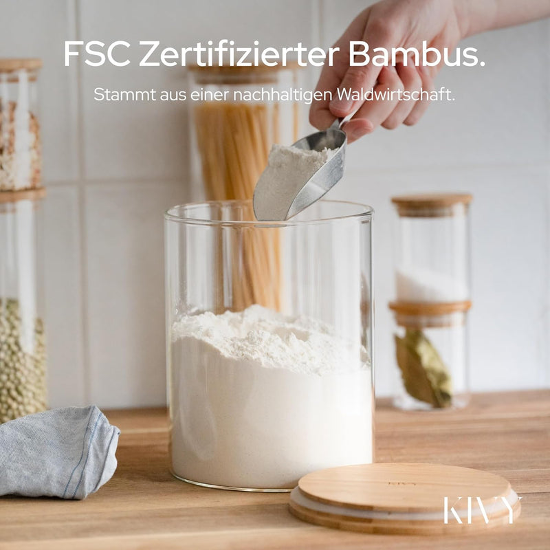 KIVY Grosses Vorratsglas Luftdicht 3L - Für Mehl, Kekse, Süssigkeiten, Waschmittel Aufbewahrung Glas