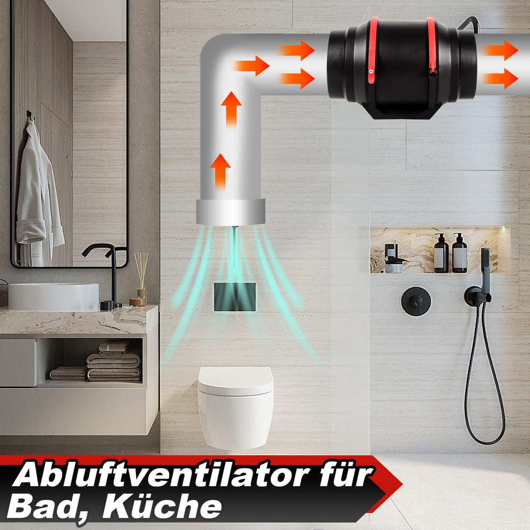 150mm Rauchabzug Rohrventilator, 540m³/h Abluftventilator, Inline-Kanalventilator mit Fernsteuerung,