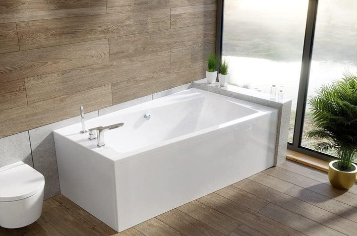 BADLAND Badewanne Original Weiss Acryl Wanne Eckbadewanne INFINITY 160x100 Rechts KOMPLETTSET SET mi
