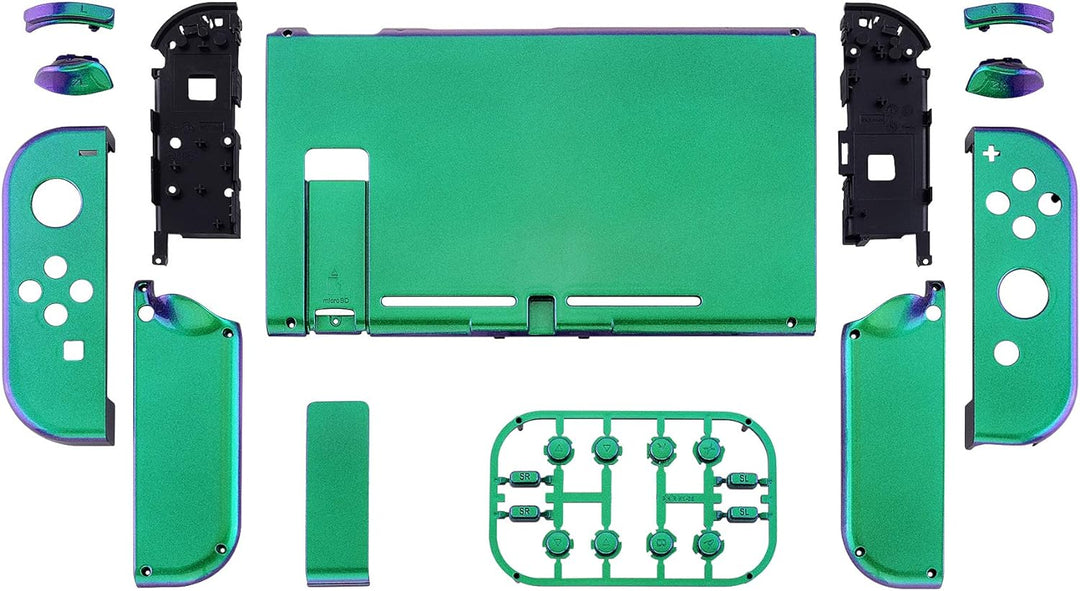 eXtremeRate Hülle Case für Nintendo Switch Joycon/Konsole, Rückgehäuse&Kickstand für Switch Console,