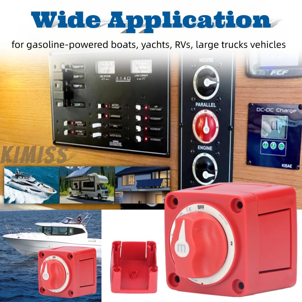 KIMISS Batterieschalter EIN/AUS, 300A M-Serie Batterieschalter 3 Positionen Zweikreis Stromtrenner T