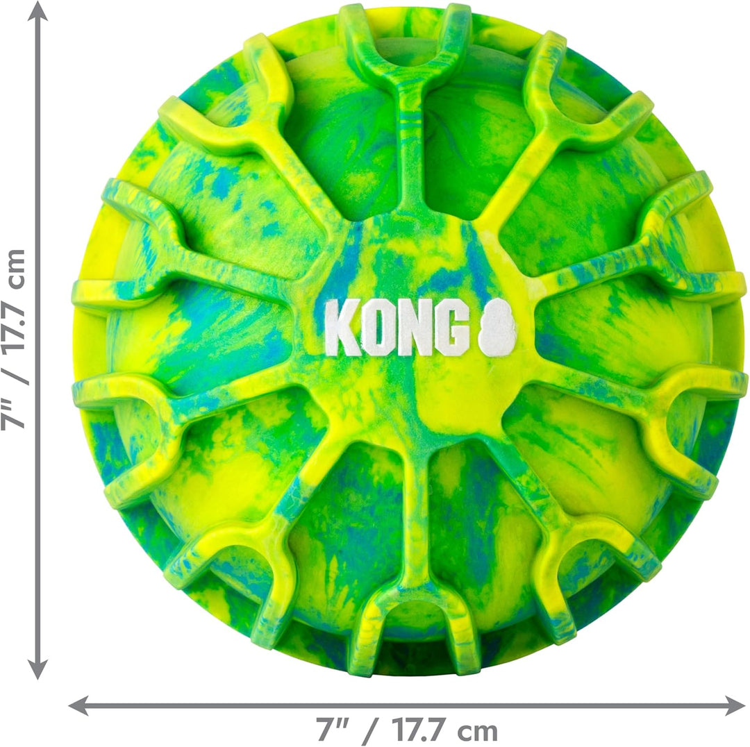 Kong Sport FlexBall – strapazierfähiges, federndes Apportierspielzeug mit Quietscher und griffigen R