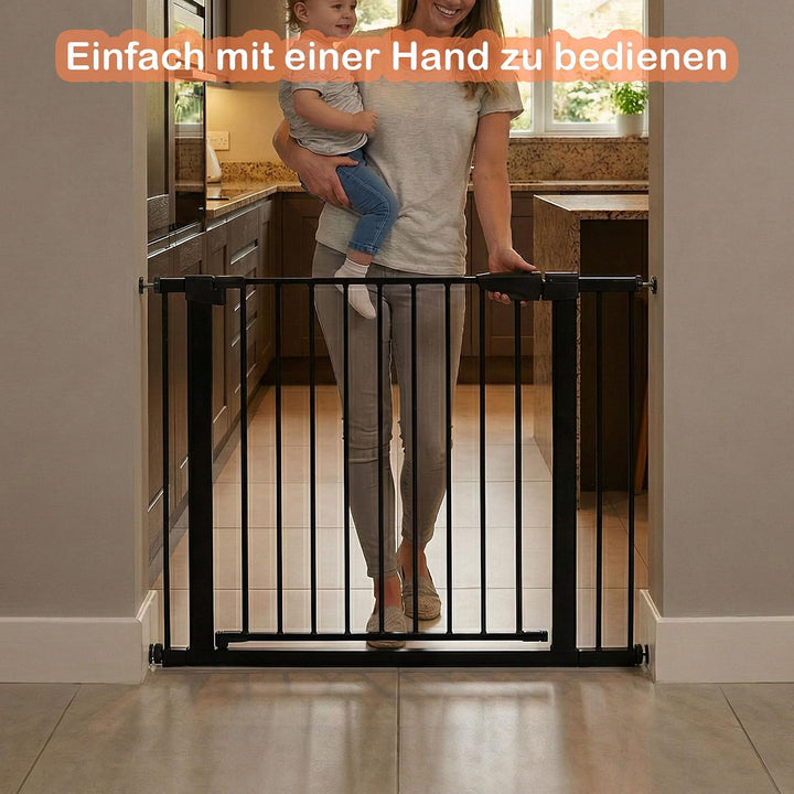 Treppenschutzgitter ausziehbar ohne Bohren - Türschutzgitter 110cm Schwarz Schwarz 110cm, Schwarz 11