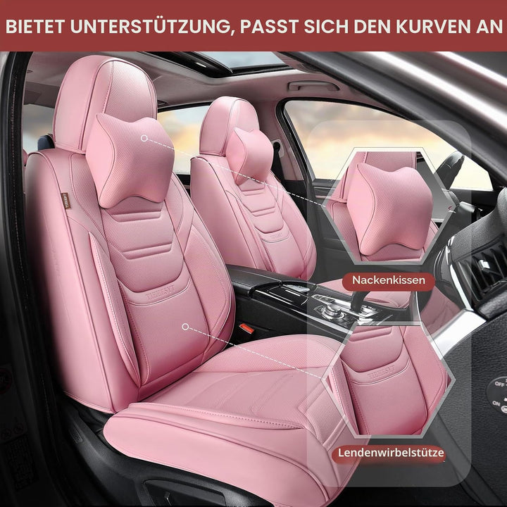 Komplettset Autositzbezüge aus atmungsaktivem Kunstleder Für Vorder- und Rücksitze inkl. Kopfstützen