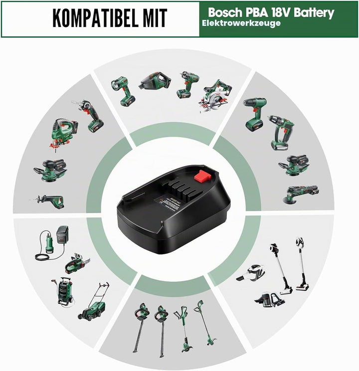 TPDL Adapter für Bosch Professional 18V System GBA Akku und für Bosch 18V PBA Grüne Elektrowerkzeuge