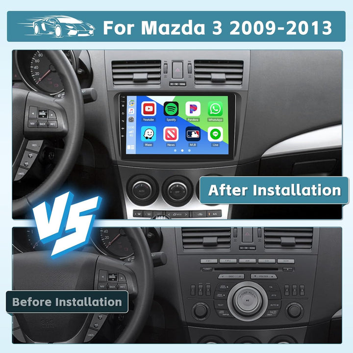 [2025 Upgrade 8 Core 4G+64G] Hikity 9" Android 15 Dashboard Radio Kit für Mazda 3 2009-2013 Autoradi