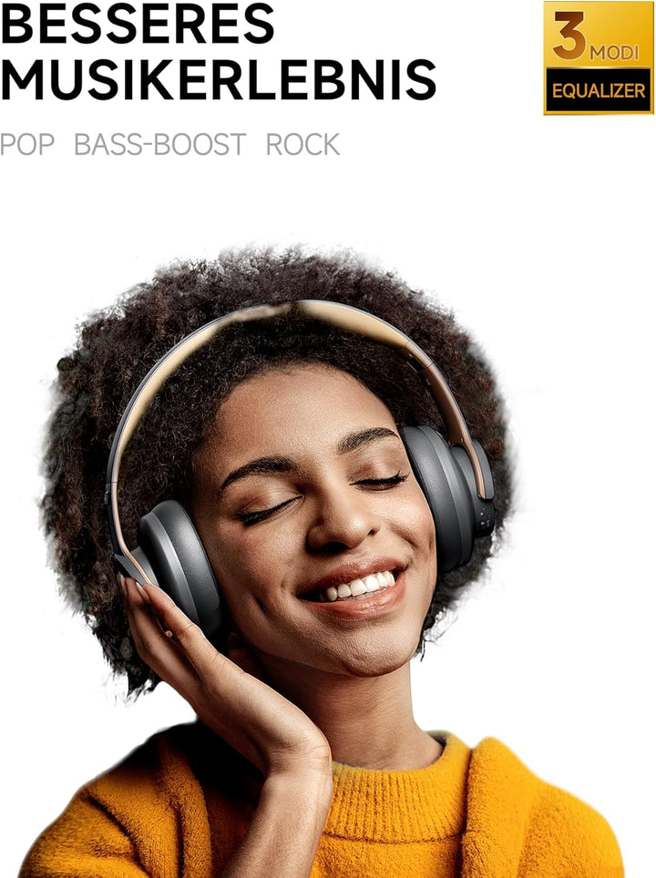 Picun B8 Bluetooth-Kopfhörer, 120H Spielzeit, kabellos, Bluetooth mit 3 EQ-Modi, niedrige Latenz, Fr
