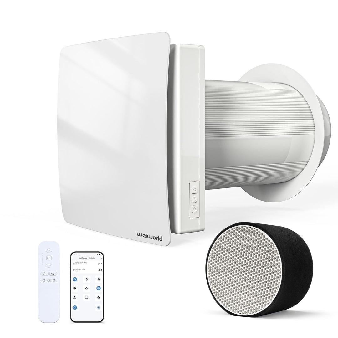 Weiworld VT501 Wärmerückgewinnungsgerät (HRV) mit keramischem Wärmetauscher, wandmontierte Wohnrauml